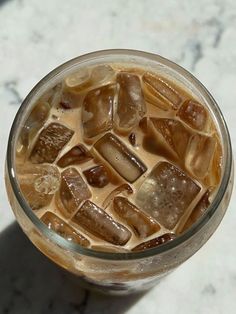 an iced drink with ice cubes in it