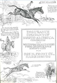 an old book with horses and people riding on the cover, in black and white