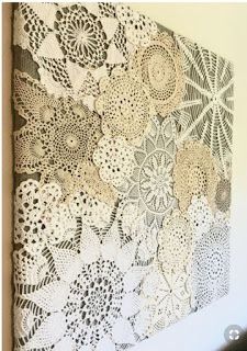 an image of a crocheted doily on the wall with text overlay