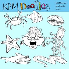 the kpm doodles coloring book features an image of various sea animals and fish