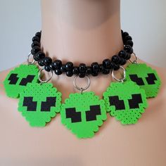 These kandi necklaces are made with pony beads and alien charms. One size fits all. This Item adjust up to 17 Inches.  This Item is made to order. Perfect for any event! You will get lots of compliments in this unique wearable art! Stand out at your next event! Edm festival  Raves Party  Rave outfit  Festival outfit Pride Alien Kandi, Rave Necklace, Kandi Rave, Rave Aesthetic, Alien Necklace, Rave Kandi, Kandi Necklace, Rave Outfits Festivals, Outfit Rave