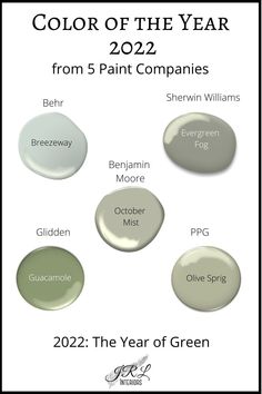 four different shades of paint for the year 2012