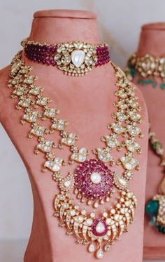 Polki Haram, Bridal Jewellery Earrings, Bridal Jewellery Inspiration, Bridal Jewellery Design, Gold Necklace Indian Bridal Jewelry