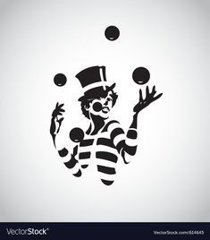 a clown juggling with balls in the air on a white background epstng