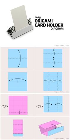 the instructions to make an origami card holder