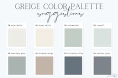 the different shades of grey, white and gray are featured in this color palette for interior design