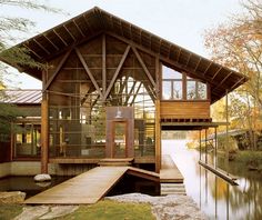 a house with a dock in front of it