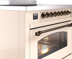 an oven with the door open and lights on