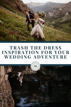 trash the dress inspiration for your wedding adventure book cover with an image of a bride and groom jumping off a cliff