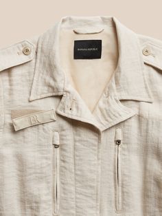 Soft and airy, this timeless utility jacket is the perfect weight for Summer adventures.  With plenty of pocket storage and a drawstring waist, its incredible softness and versatile construction is designed to accompany your travels with ease.  WARM: Pocket Storage, Diy Fashion Clothing, Elbow Patches, Summer Adventures, Utility Jacket, Diy Fashion, Drawstring Waist, Banana Republic, Women's Blazer