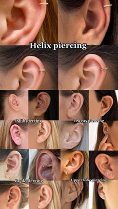 the different types of piercings are shown in this image, including an ear and nose