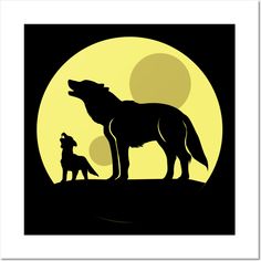 A mother and baby wolf howl to the full moon. -- Choose from our vast selection of art prints and posters to match with your desired size to make the perfect print or poster. Pick your favorite: Movies, TV Shows, Art, and so much more! Available in mini, small, medium, large, and extra-large depending on the design. For men, women, and children. Perfect for decoration. Moon Wolf Art, Wolf Moon Illustration, Wolf Garden Art, Wolf Moon Painting, Pregnant Wolf Art, Wolf Howl, Wolf Poster, Baby Wolf, Wolf Pup