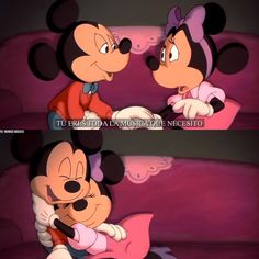 mickey and minnie kissing in bed with the caption that says, i'm going to