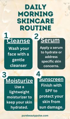 Kickstart your day with this easy morning skincare routine! Cleanse your face with a gentle cleanser to remove impurities, apply a serum to hydrate or address specific skin concerns, moisturize to keep your skin soft and smooth, and finish with SPF to protect from sun damage. Consistency is the key to healthy, radiant skin!  #MorningSkincareRoutine #SkincareEssentials #HealthySkin #GlowingSkin Skincare Routine For Glowing Skin, Routine For Glowing Skin, Cerave Moisturizer, Consistency Is The Key, Morning Skincare Routine, Skin Diet, Daily Skincare Routine, Easy Morning, Morning Skincare