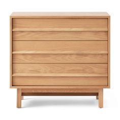 a wooden dresser with three drawers on one side