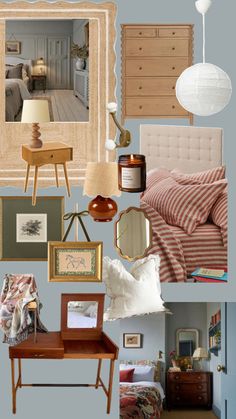 a collage of photos with furniture and decor