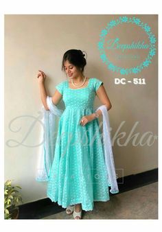 Deepshikha Creations, Kalamkari Dresses, Floor Length Anarkali, Color Floor, Designer Anarkali Dresses, Ice Blue Color, Churidar Designs, Anarkali Dress Pattern