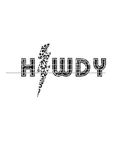 the word hudy written in black and white with an image of a lightning bolt