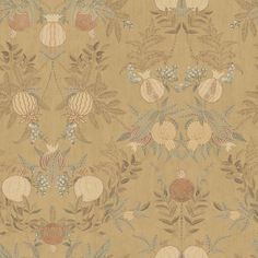 an image of a wallpaper with flowers and leaves on the back ground, beige background