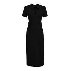 Midi Black Dress With Belt | Julia Allert | Wolf & Badger Fitted Viscose Semi-formal Dress, Semi-formal Fitted Viscose Midi Dress, Fitted Viscose Midi Dress For Semi-formal Occasions, Black Structured Semi-formal Dress, Elegant Viscose Midi Dress For Office, Elegant Viscose Midi Dress For Semi-formal Occasions, Elegant Office Viscose Midi Dress, Structured Black Dress With Flattering Silhouette, Black Structured Dress With Flattering Silhouette