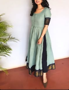 Silk Kurti Designs, Simple Frock Design, Stylish Kurtis Design, Long Frock Designs, Long Gown Design, Simple Frocks, Anarkali Dress Pattern, Designer Kurti Patterns