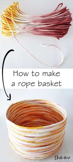 how to make a rope basket with two different colors and sizes on the bottom, one is