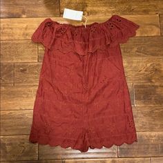 Zara Off Shoulder Lined Romper Rust Red Zara Jumpsuits And Rompers For Summer, Burnt Orange Jumpsuit, Sheer Jumpsuit, Orange Jumpsuit, Off Shoulder Romper, Belted Romper, Zara Jumpsuit, Casual Rompers, Denim Romper