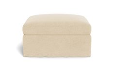 the footstool is made out of fabric and has a beige cover on it