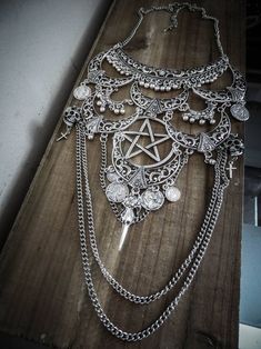 Maxi Collar Bib Moon Silver Goth Skullbird Pentagram Devil | Etsy Customizable Jewelry, Silver Moon, Bib Necklace, Dream Jewelry, Photo Shoot, Diamond Necklace, Chain Necklace, Silver Necklace, Etsy Gift Card