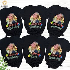 🔥 Use code SAVEMORE at checkout for 30% OFF with 3+ item order. Don't miss out! Celebrate her birthday with a touch of nostalgia, featuring a personalized retro shirt adorned with her photo. A stylish way to honor her uniqueness and the joy she brings. Make her birthday unforgettable with a matching shirt that's as vibrant and original as she is. Ideal for the woman who appreciates a blend of retro flair and personal sentiment. ✨ ABOUT CLASSIC T-SHIRT 👉 This smooth cotton T-shirt features doub Fun Custom Print Tops For Birthday Gift, Fun Custom Print Top For Birthday Gift, Black Graphic Tee For Birthday Gift, Black Custom Print Top For Birthday Gift, Black Tops With Custom Print For Birthday Gift, Black Top With Custom Print For Birthday, Black Tops With Graphic Print For Birthday Gift, Casual Custom Print T-shirt For Birthday Gift, Casual T-shirt With Custom Print For Birthday