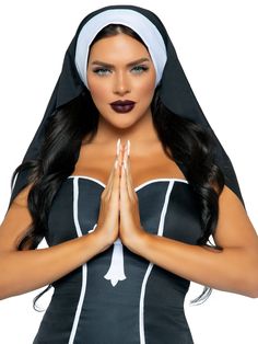 Leg Avenue Nun Habit Costume Headband Flying Nun Hat Pattern, Nun Costume Sewing Pattern, Nun Habit, Shoulder Length Veil, Priest Costume, Nuns Habits, Headpiece Accessories, After The Party, Couples Costume