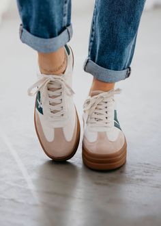 Lace-up sneaker Faux suede details Stripe detail Platform Heel: 1.5" Sneakers Grey, Platform Sneaker, Platform Heel, Top Graphic Tees, Platform Sneakers, Jacket Sale, Platform Heels, Shoe Sale, Tee Shop