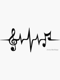 musical notes are arranged in the shape of a heart and treble clefs