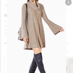 Sweater Dress. Bell Sleeves. Turtle Neck. Dress Bell Sleeves, Bcbgmaxazria Dresses, Asymmetrical Dress, Bell Sleeves, Duster Coat, Colorful Dresses, Sweater Dress, Tunic Tops, Turtle Neck