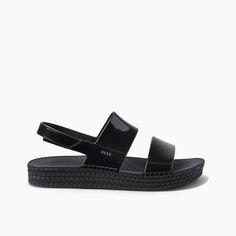 Women's Reef Water Vista Sandals in Black Shine | REEF® Reef Water Vista, Reef Shoes, Casual Sandals Womens, Side Wall, Heritage Fashion, White Sandals, Womens Slides, Slides Shoes, Casual Sandals