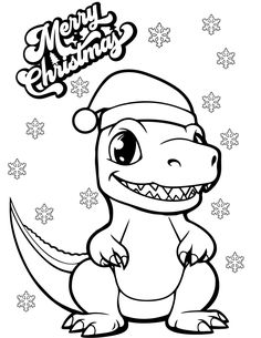 a cartoon dinosaur wearing a santa hat