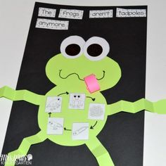 a frog puppet made out of paper and cut into pieces to make it look like he is