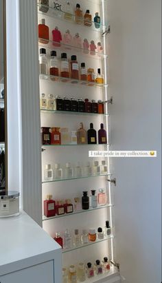 Beauty Cabinet Aesthetic, Room Perfume Organization, Fragrance Sample Storage, Perfume Collection Storage, Parfum Collection Storage, Parfum Opbergen Ideas, Perfume Sample Organization, Perfume Organization Shelf, Perfume Organization Organizing Ideas