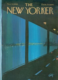 an advertisement for the new yorker magazine, featuring a view of the bay bridge