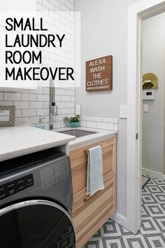 a washer and dryer in a small laundry room