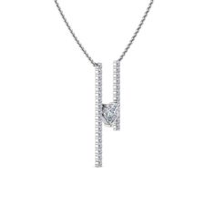 Style: Bar Heart Occasion: Wedding Anniversary Christmas Birthday Mother's Day Valentine Day Best For: Daughter Mother Grandmother Wife Sister Girlfriend Create a wonderful memory when you present this glimmering necklace to the one you love. The Diamond Bar Necklace has a beguiling design with a metal chain holding two vertical metal bands embedded with tiny dazzling round cut diamonds arranged in a prong setting, embracing a heart cut diamond in the center with a classic three prong setting po Elegant Necklace For Valentine's Day, Elegant Necklace For Valentine's Day Special Occasion, Classic Sparkling Necklace For Anniversary, Sparkling Necklace For Wedding On Valentine's Day, Dazzling Sparkling Necklace For Anniversary, Sparkling Diamond Necklace For Anniversary, Elegant Silver Necklace For Special Day, Diamond White Necklace For Mother's Day Formal, Formal Diamond White Necklace For Mother's Day