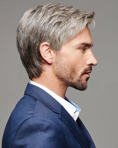 Men's Wig Collection Monofilament Crown! Hair Length: Front 2.25-2.5" | Crown 3.25" | Sides 2.25" | Back 2.75" | Nape 2.24" Weight: 2.75 oz. The Reserved Men's Wig by HIM allows you to shape it up and get tapered with this go to style. The lace front was made specifically for HIM to create the ultimate hairline. This classic cut can be worn neat or messy. Become your own stylist by changing up the bang or adding some styling products.Special Features: ➤ Excelle Heat-Friendly Synthetic Hair➤ Lace Curly Hair Pieces, Grey White Hair, Men's Wigs, Mens Wigs, Light Ash Blonde, Hair Quality, Styling Products, Cap Hair, Synthetic Lace Front Wigs