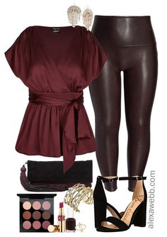 Night Out Looks Plus Size, Leather Leggings Outfit Plus Size, Plus Size Faux Leather Leggings, Leather Leggings Plus Size, Leggings Plus, Faux Leather Leggings Outfit, Leather Leggings Outfit, Oxblood Leather, Look Plus Size