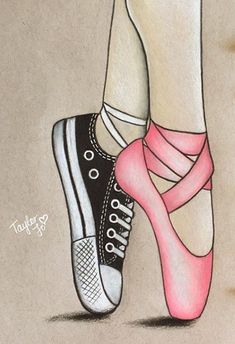 a drawing of a woman's feet with pink shoes