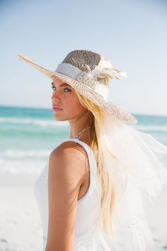 HERE COMES THE BRIDE SUN HAT Sun hat Judith March Elegant Upf 50+ Straw Hat For Kentucky Derby, Chic White Toquilla Straw Hat, Elegant Lightweight Boater Hat For Beach, Elegant Lightweight Straw Hat For Vacation, Elegant Fedora Straw Hat For Beach, Elegant Wide Brim Straw Hat For Beach, Elegant Beach Sun Hat With Curved Brim, Elegant Sun Hat With Curved Brim For Beach, White Toquilla Straw Boater Hat For Beach