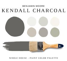 a paint brush with the words kendall charcoal on it and several different colors