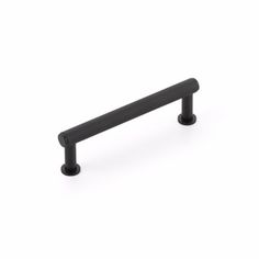 a black cabinet handle on a white background