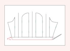 the front and back side of a sewing pattern, with lines drawn across it to show how