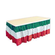 an image of a table that is decorated with the colors of italy and green, red, white and blue