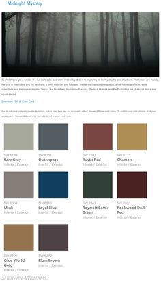 the color scheme for this website is dark and foggy, with trees in the background